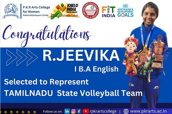 Congratulations to R. Jeevika - Selected for Tamilnadu State Volleyball Team