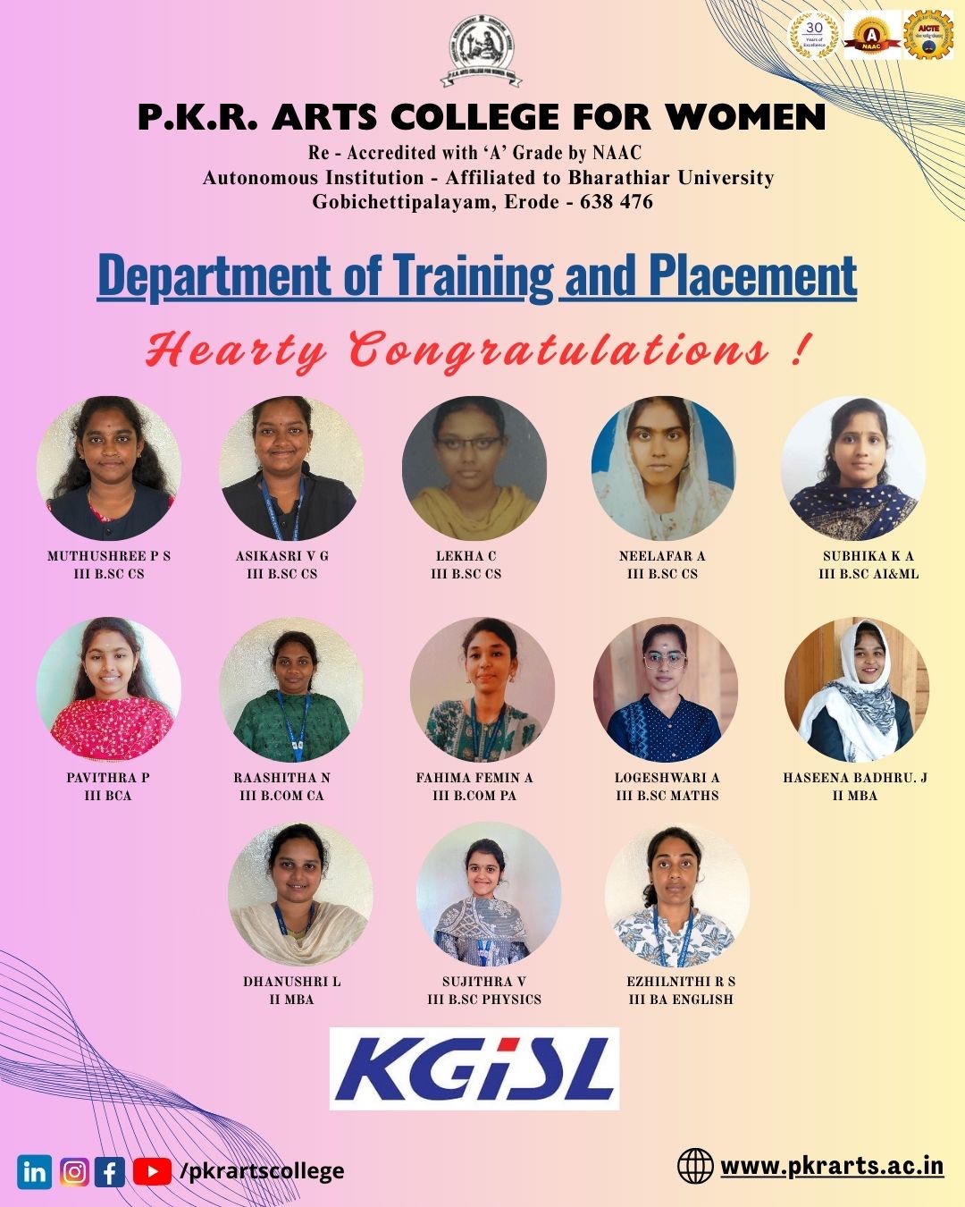 Congratulations to 13 Students Placed in KGISL